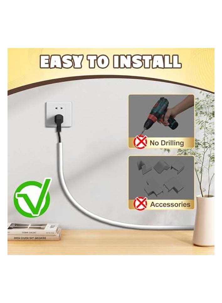 erorex Wall Cord Hider, Self Adhesive Cable Hider Cord Cover for Wires, Flexible Wire Cover Cable Raceway for Cord Management (White, Inner hole:7mm*8mm*2m)  - Image 4