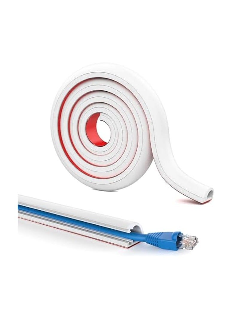 erorex Wall Cord Hider, Self Adhesive Cable Hider Cord Cover for Wires, Flexible Wire Cover Cable Raceway for Cord Management (White, Inner hole:7mm*8mm*2m)  - Image 1