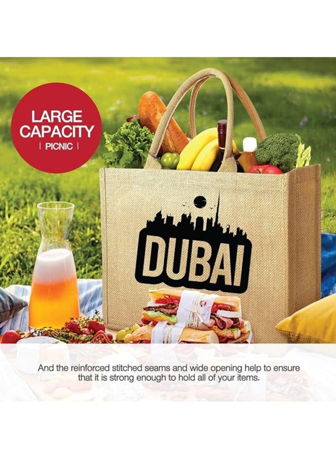 Pearl Coast Dubai Souvenir Jute Bag – EcoChic Tote Bags | Pack of 12 | Durable, Stylish & Reusable - Image 2