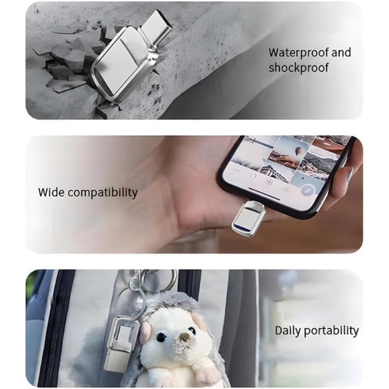 2TB Dual Connector USB Flash Drive - USB 3.0 and Type-C High-Speed Data Storage - Compact OTG Device for Smartphones, Tablets, PC - Alloy, Silver, Ultra-Fast 120MB/s Read Speed - Fetch 2TB ultra '. - Image 4