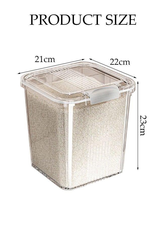 DUNISO Rice Dispenser，Rice Container Storage with Measuring Cup，Clear Insect-proof Food Cereal Container Bins，for Grain, Cereal, Flour, Sugar, Oatmeal, Kitchen Pantry，5L - Image 2