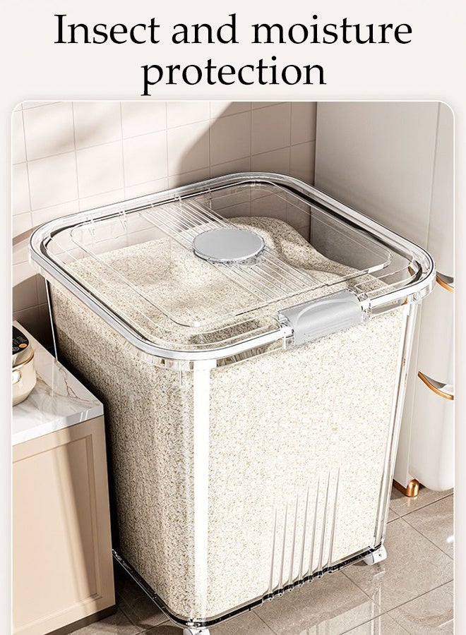 DUNISO Rice Dispenser，Rice Container Storage with Measuring Cup，Clear Insect-proof Food Cereal Container Bins，for Grain, Cereal, Flour, Sugar, Oatmeal, Kitchen Pantry，5L - Image 3