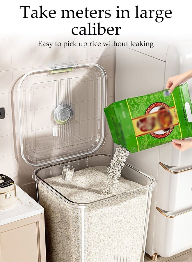 DUNISO Rice Dispenser，Rice Container Storage with Measuring Cup，Clear Insect-proof Food Cereal Container Bins，for Grain, Cereal, Flour, Sugar, Oatmeal, Kitchen Pantry，5L - Image 4