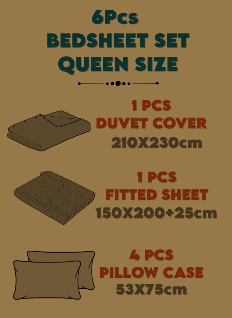 Blueberry - 6 Pieces Queen Size Duvet Cover Set with Fitted sheet and Pillowcases - Image 1