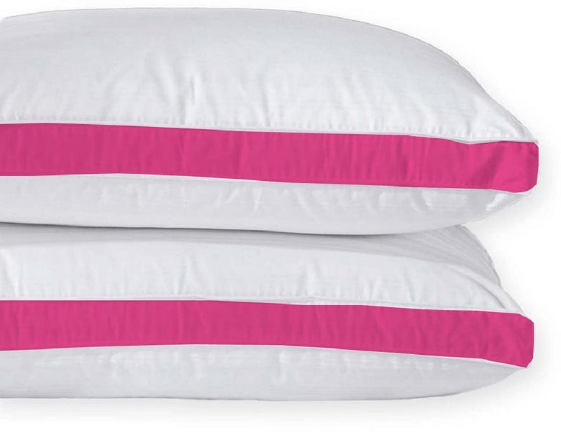 CRAZY WORLD Microfiber Bed Pillow for Sleeping - Down Alternative Ultrasoft Cotton Washable Pillow with Satin Gusset- Pack of 2 (Rani Pink) - Image 3
