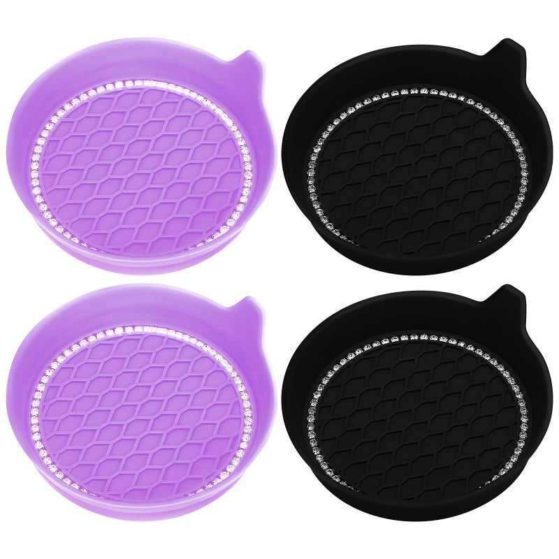 4Pcs Universal Car Cup Rhinestone Silicone Anti-skid Cup Holders Car Interior Accessories - Image 1