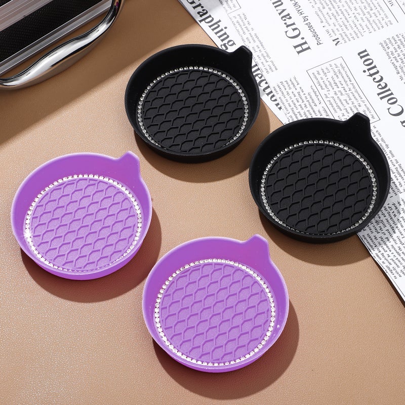 4Pcs Universal Car Cup Rhinestone Silicone Anti-skid Cup Holders Car Interior Accessories - Image 2