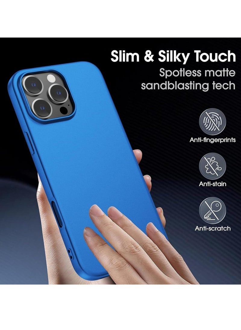 NEW "iPhone 16 Pro Max Case – Ultra-Thin Matte Blue Cover with Camera Lens & Screen Protectors, Slim Shockproof Soft Touch"