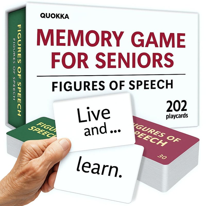QUOKKA Elderly Memory Games for Seniors 202 Cards for Alzheimers or Dementia Activities Expression Brain Card Games for Seniors with Dementia 2 Levels Visual Clues Premium Gift Box - Image 3