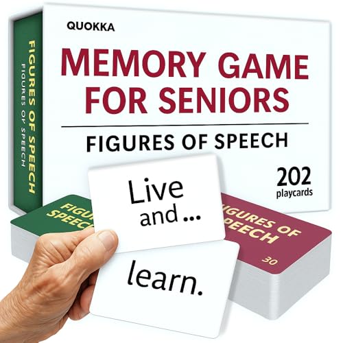 QUOKKA Elderly Memory Games for Seniors 202 Cards for Alzheimers or Dementia Activities Expression Brain Card Games for Seniors with Dementia 2 Levels Visual Clues Premium Gift Box - Image 1