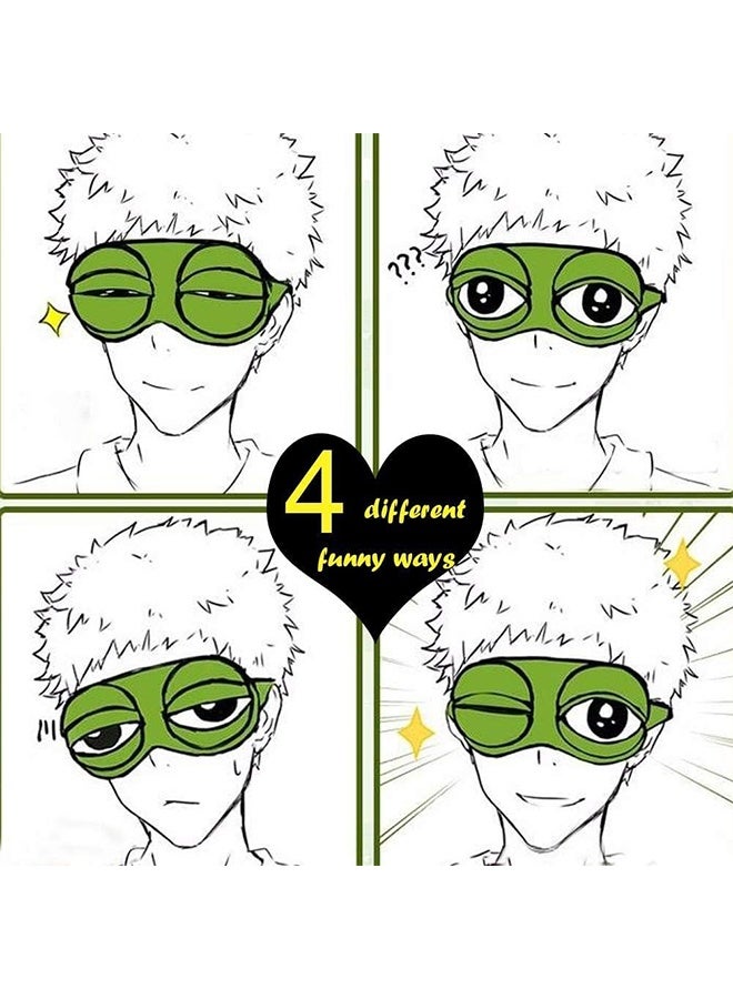 1Pcs Sleep Eye Mask for Women Kids, Eye Mask for Sleeping, Cute Sad Frog Blindfold Plush Funny Eye Shade Cover for Travel Yoga Nap Block Out Light - Soft Cotton Inside for Sensive Skin - Image 2