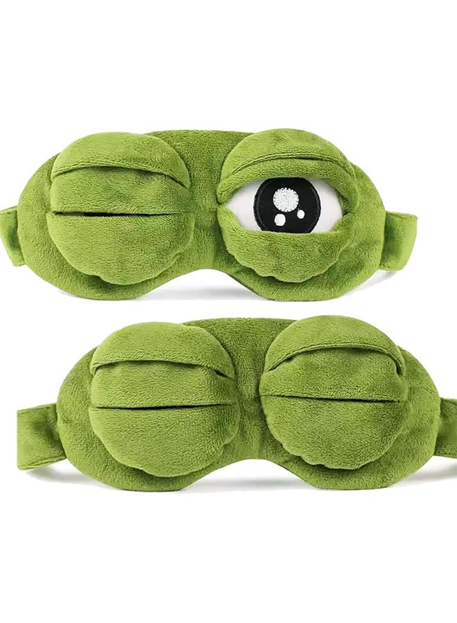 1Pcs Sleep Eye Mask for Women Kids, Eye Mask for Sleeping, Cute Sad Frog Blindfold Plush Funny Eye Shade Cover for Travel Yoga Nap Block Out Light - Soft Cotton Inside for Sensive Skin - Image 1