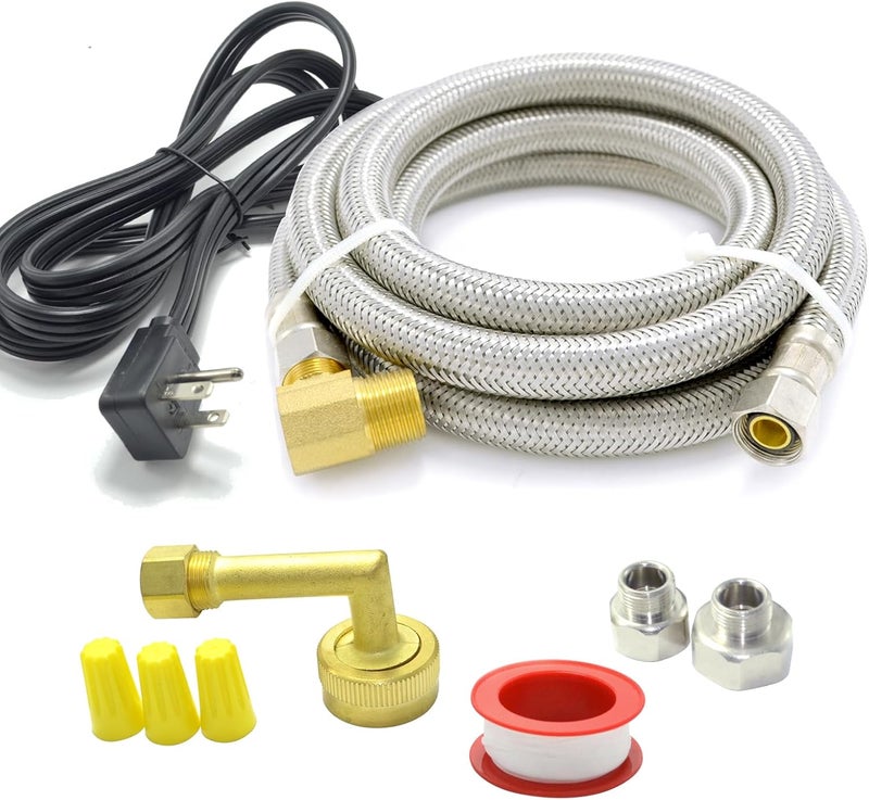 TT FLEX Universal Dishwasher Installation Kit,4 Ft Stainless Steel Dishwasher Hose,Burst Proof Water Supply Line with 3/8" Compression Connections - Image 1