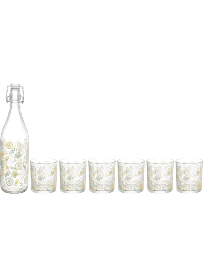 طقم  7 ق.  (زجاجة بالكليبس +6 كوب)  هوجو