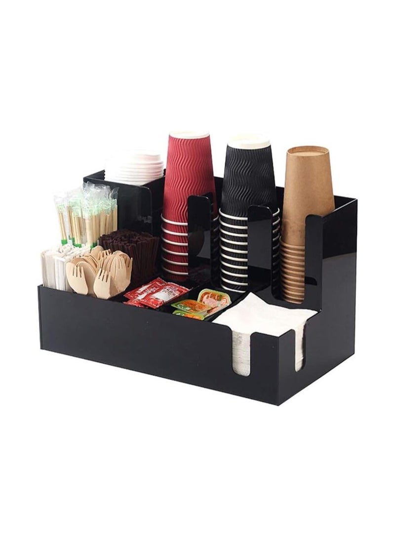 TPGP 11 Compartment Upright Coffee Condiment and Cup Storage Organizer Acrylic Material for Paper Cups Napkins and Tableware Storage - Image 3