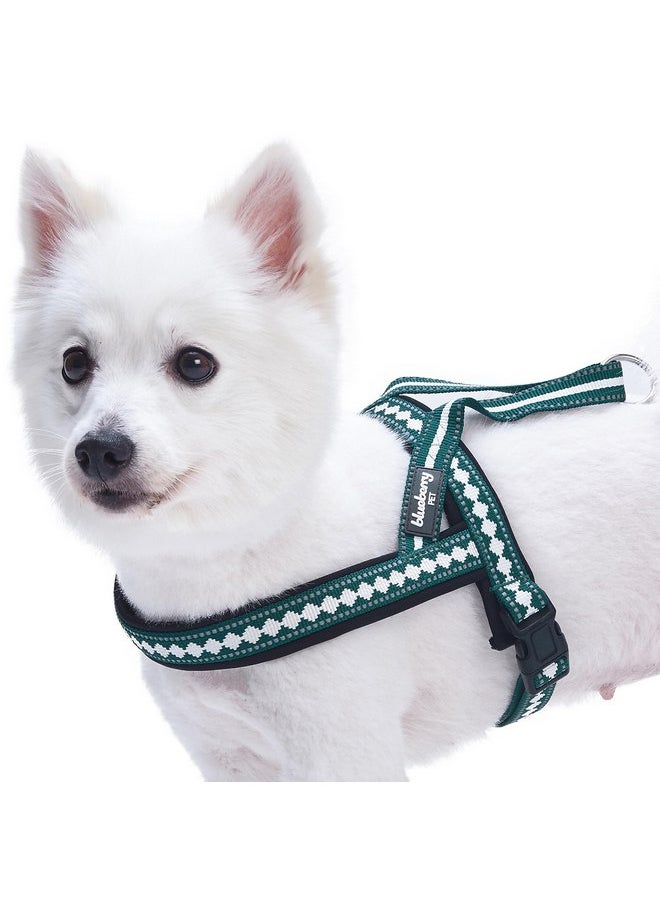 Blueberry Pet Blueberry Pet 6 Colors Soft & Comfy Jacquard Padded Dog Harness, Chest Girth 21.5" - 27.5", Teal Blue, S/M, Reflective Adjustable Harnesses for Dogs  - Image 1