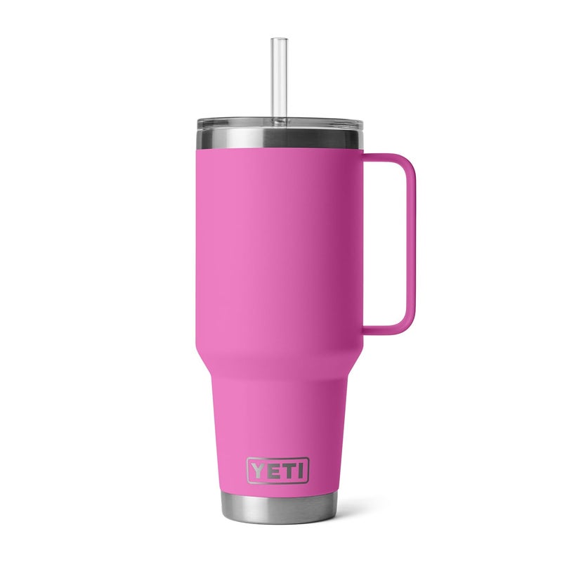 YETI Rambler 42 oz Tumbler with Handle and Straw Lid, Travel Mug Water Tumbler, Vacuum Insulated Cup with Handle, Stainless Steel, Wildflower Fuchsia - Image 3