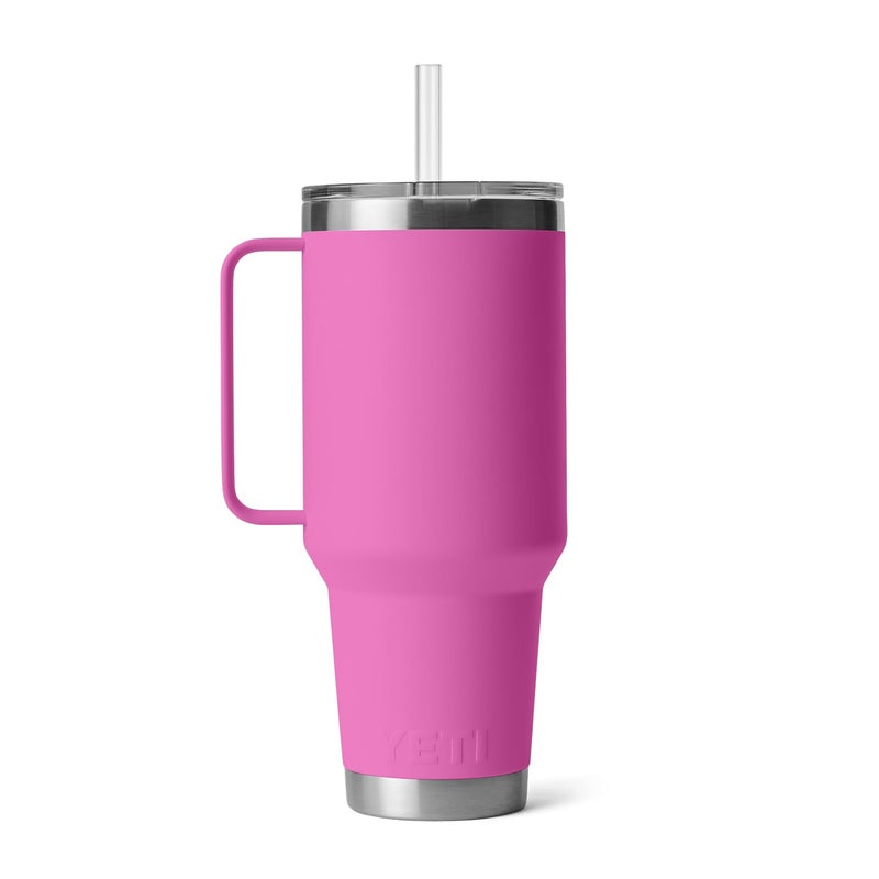 YETI Rambler 42 oz Tumbler with Handle and Straw Lid, Travel Mug Water Tumbler, Vacuum Insulated Cup with Handle, Stainless Steel, Wildflower Fuchsia - Image 5