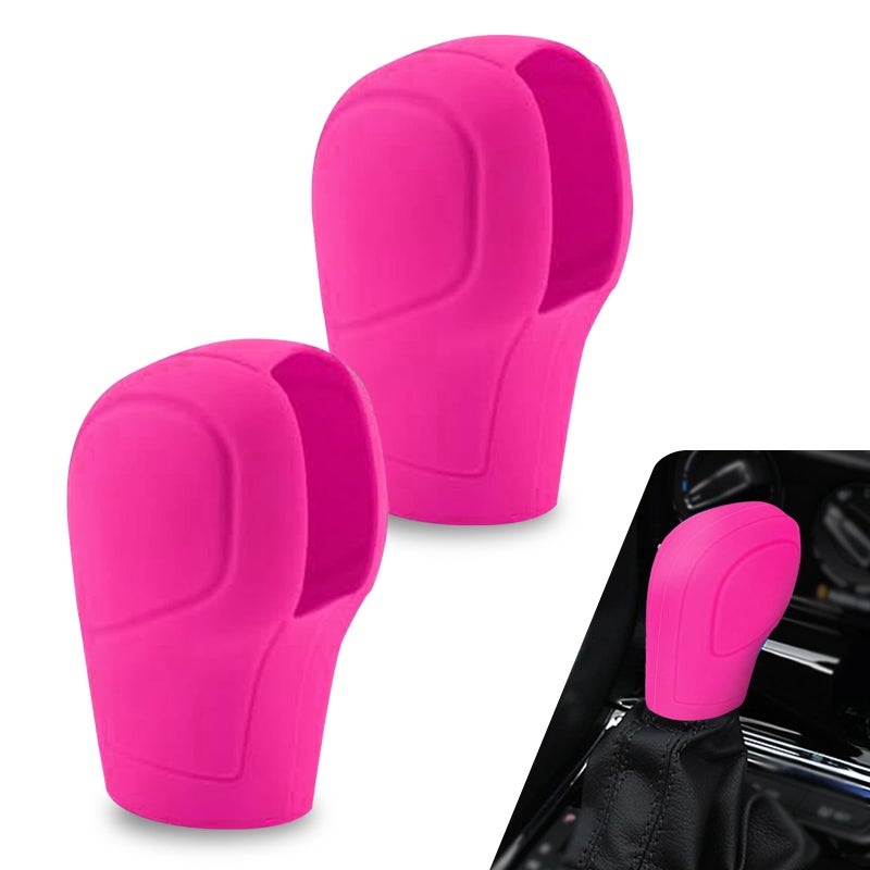 AWGUKA 2 PCS Car Gear Shift Head Cover Comfortable Handle Handbrake Shifter Cover AntiSlip Auto Knob Gear Stick Protector Replacement Decorative Accessories Universal for Most Cars Pink - Image 3