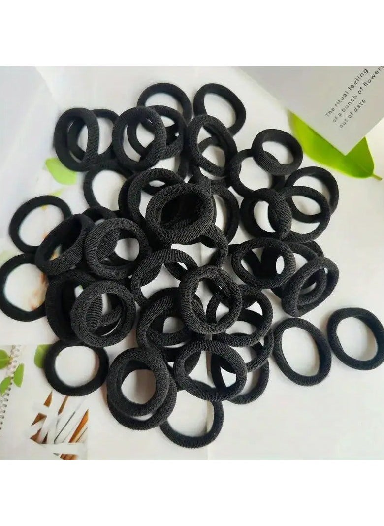 Kormesic 100-Piece Black and White Elastic Hair Ties, Soft Seamless Small Hair Bands, Suitable for All Hairstyles  - Image 3