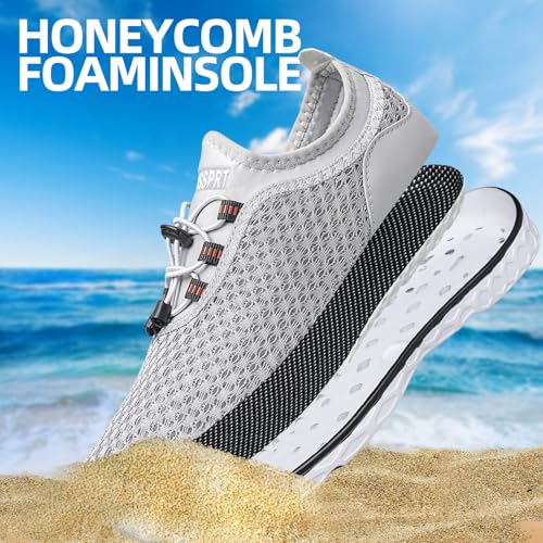 DOUSSPRT Men's Water Shoes Quick Drying Sports Aqua Shoes Grey Size 7 - Image 5