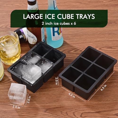 SLGOL Ice Cube Tray, SLGOL Ice Trays for Freezer with Lid, Easy Release large Ice Cube Molds, Silicone ice cubes mold for Whiskey, Stackable Square Ice Tray for Cocktails Whiskey 【6 square 3 Pack】 - Image 3