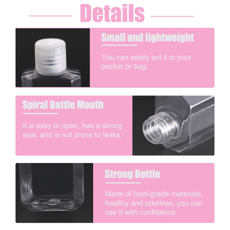 Panxxsen 40 Pack 2 Oz Plastic Refillable Bottles with Flip Cap, Travel Size Bottles, Reusable Containers for Business Trip, Outdoor Camping - Image 3