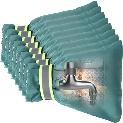 Kanosan Outdoor Faucet Covers for Winter Freeze Protection Kanosan 83H X 67W Thickened Reflective Outside Spigots Covers Hose Bib Insulated Sock for Winter Cold Weather 8 Pack Matcha Green - Image 1