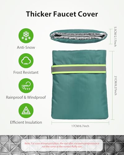 Kanosan Outdoor Faucet Covers for Winter Freeze Protection Kanosan 83H X 67W Thickened Reflective Outside Spigots Covers Hose Bib Insulated Sock for Winter Cold Weather 8 Pack Matcha Green - Image 3