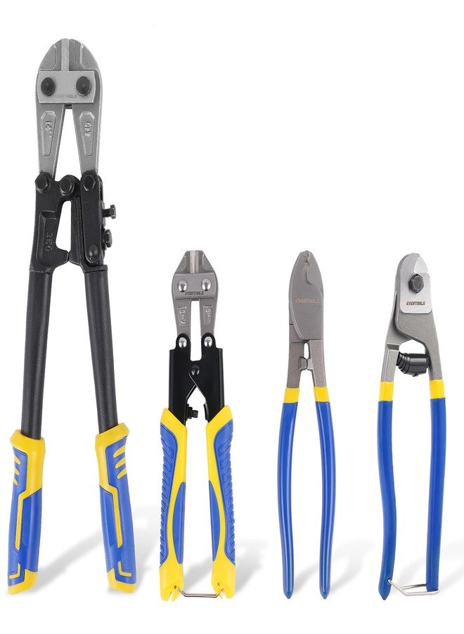 Evertools 4pc Bolt Cutter Pliers Sets, Heavy Duty Bolt Cutters, 14" Bolt Cutter and 8" Wire Cable Cutter, Mini 8" Bolt Cutter, 8" Cable Cutter for Cutting Locks, Steel Wire, Barbed Wire, Chains - Image 1