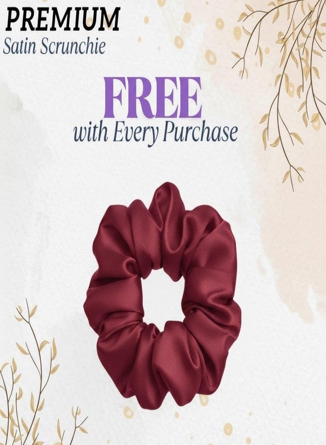 Craftelio Luxury Satin Silk Hair Bonnet for Sleeping with Satin Scrunchie | For Women & Girls | Curly, Straight & All Hair Types - (Maroon) - Image 2
