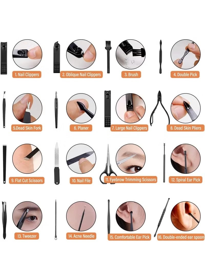 16 Pieces Nail Clipper Set Professional Grooming Kit Manicure and Pedicure Multicolor - Image 4