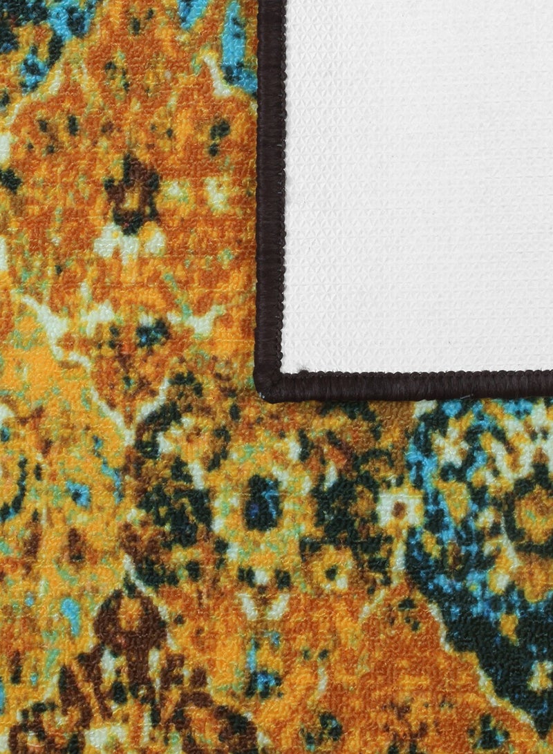 Story@Home Story@Home Carpet For Living Room Anti-Slip Washable Rugs For Living Room, Boho Rug, Moroccan Print (Orange And Blue, 90 X 150 Cm)  - Image 2