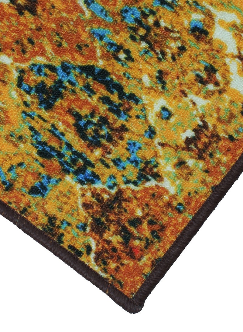 Story@Home Story@Home Carpet For Living Room Anti-Slip Washable Rugs For Living Room, Boho Rug, Moroccan Print (Orange And Blue, 90 X 150 Cm)  - Image 3