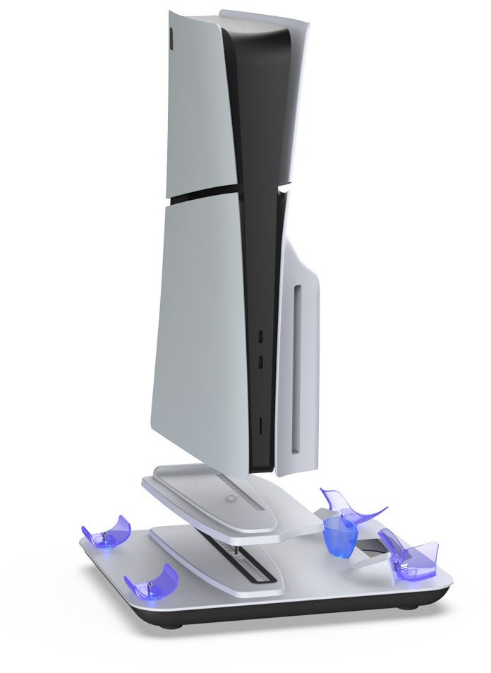 DOBE - PS5 Slim cooling station and charging base, PS5Slim host cooling stand multi-functional cooling base,PS5 charging dock cooling bracket cooling system coolingfan PSVR2 handle bracket + headphone hanger - Image 1