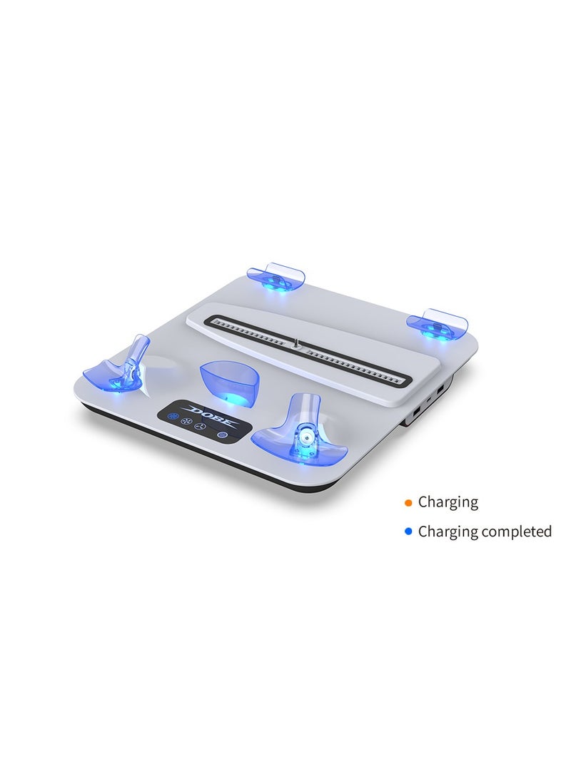 DOBE - PS5 Slim cooling station and charging base, PS5Slim host cooling stand multi-functional cooling base,PS5 charging dock cooling bracket cooling system coolingfan PSVR2 handle bracket + headphone hanger - Image 1