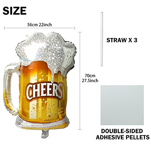 BIEUFBJI Beer Cup Balloons Set of 2 Beer Mug Cheers Foil Balloons Fit for Summer Party Beer Festival Birthday Party Wedding and More Decor - Image 5