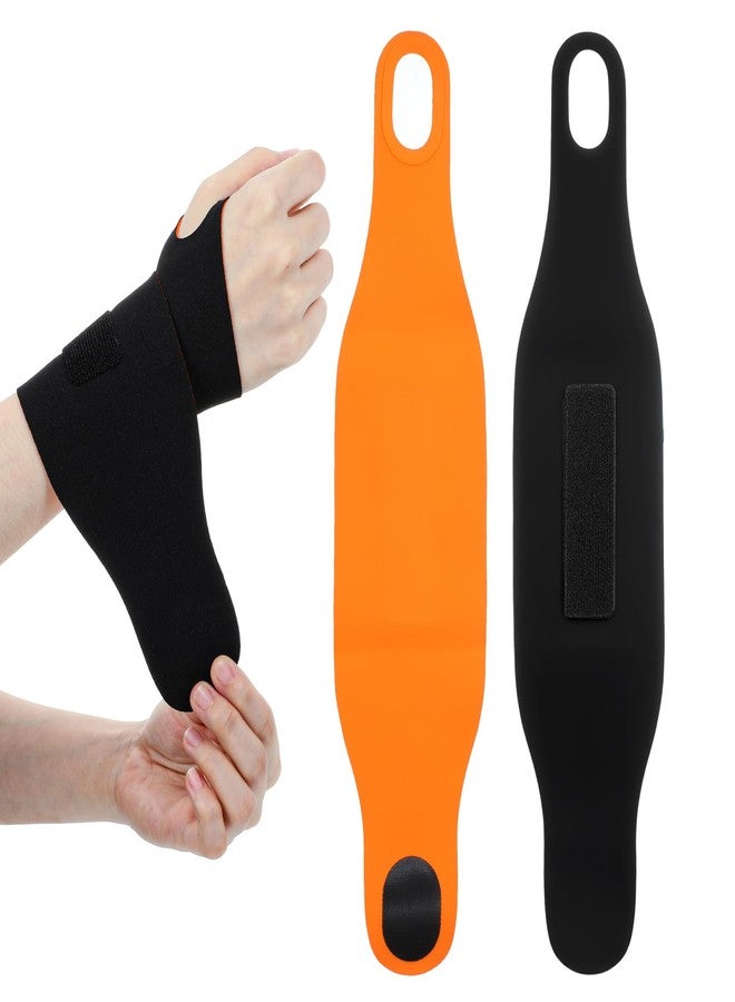 Nogeqi 2PCS Ulnar Wrist Brace for Carpal Tunnel, Ultra-Thin Wrist Wraps for Pain Relief Elastic Hand Braces Compression and Support for Fitness Enthusiasts for Right & Left Hand (Black, Orange) - Image 1