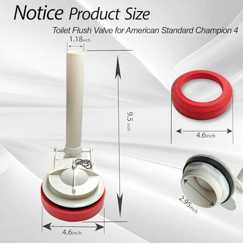 Yigiao Toilet Flush Valve for American Standard Champion 4/Titan/Duravit, for American Standard Champion 4149a/4215a/4260/4266 Tanks, Includes Flapper/Gasket/Bolt Kit - Image 2