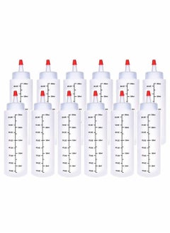 Condiment Squeeze Bottles, 12 Pack 240 ML Plastic Bottles With Red Tip Cap Tie Dye Empty Paint Bottle For Ketchup, BBQ, Sauces, Syrup, Condiments, Dressings, Arts White