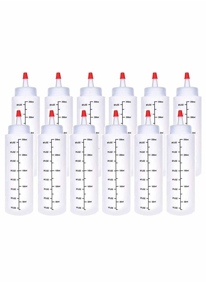 Y&D - Condiment Squeeze Bottles, 12 Pack 240 ML Plastic Bottles With Red Tip Cap Tie Dye Empty Paint Bottle For Ketchup, BBQ, Sauces, Syrup, Condiments, Dressings, Arts White - Image 1