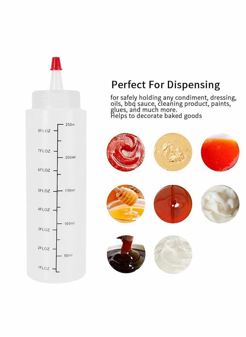 Y&D - Condiment Squeeze Bottles, 12 Pack 240 ML Plastic Bottles With Red Tip Cap Tie Dye Empty Paint Bottle For Ketchup, BBQ, Sauces, Syrup, Condiments, Dressings, Arts White - Image 1
