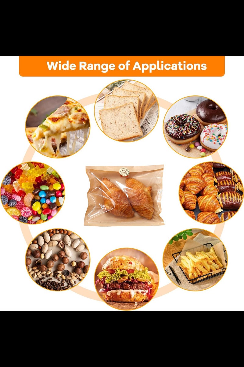 AVACraft 100Pcs Kraft Bread Bag with Label Seal Sticker  Bakery Bags with Window Toast bag 21x25cm Toast Paper Bag - Image 5