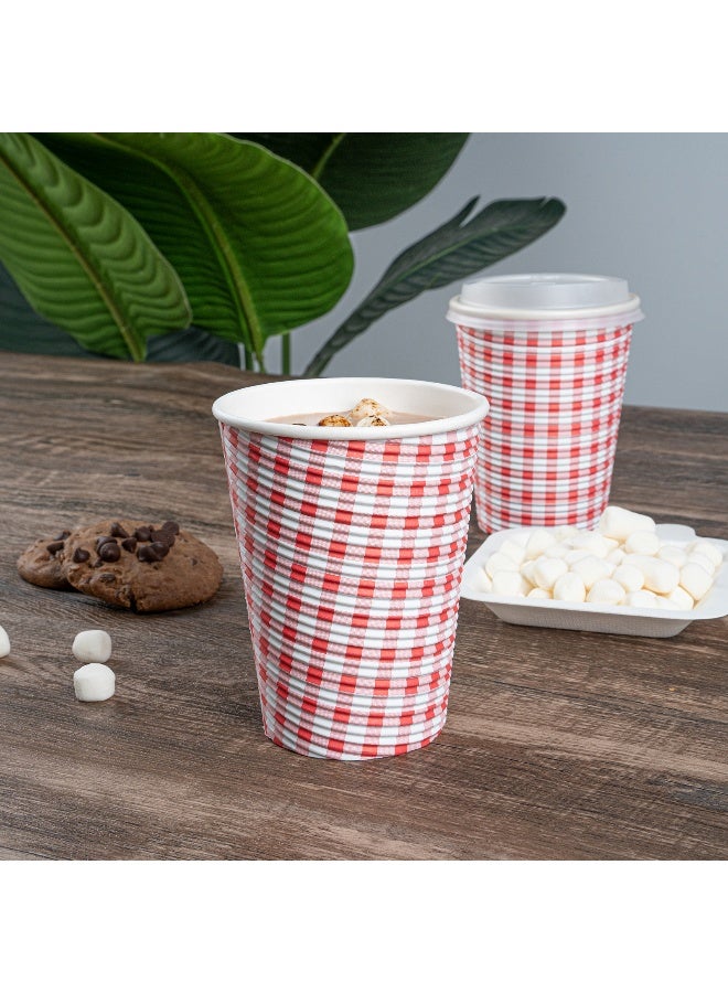 Restaurantware 12 Ounce Disposable Coffee Cups, 500 Spiral Wall Hot Cups – Lids Sold Separately, Rolled Rim, Paper Insulated, Picnic Print, Suitable for Tea, Coffee and Other Hot Beverages - Image 4