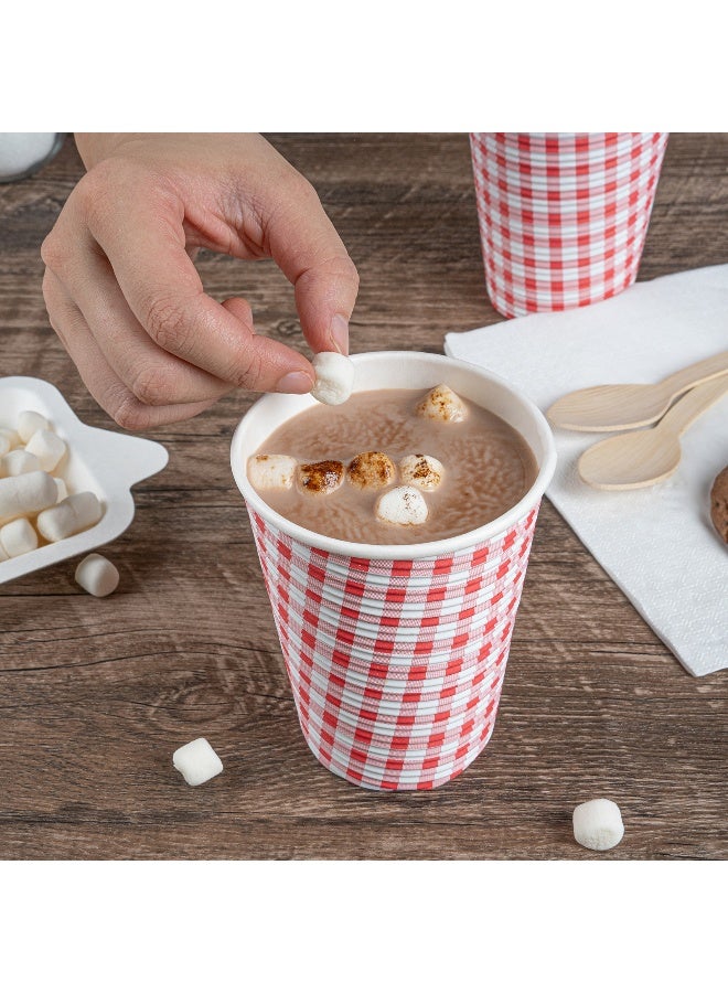 Restaurantware 12 Ounce Disposable Coffee Cups, 500 Spiral Wall Hot Cups – Lids Sold Separately, Rolled Rim, Paper Insulated, Picnic Print, Suitable for Tea, Coffee and Other Hot Beverages - Image 5