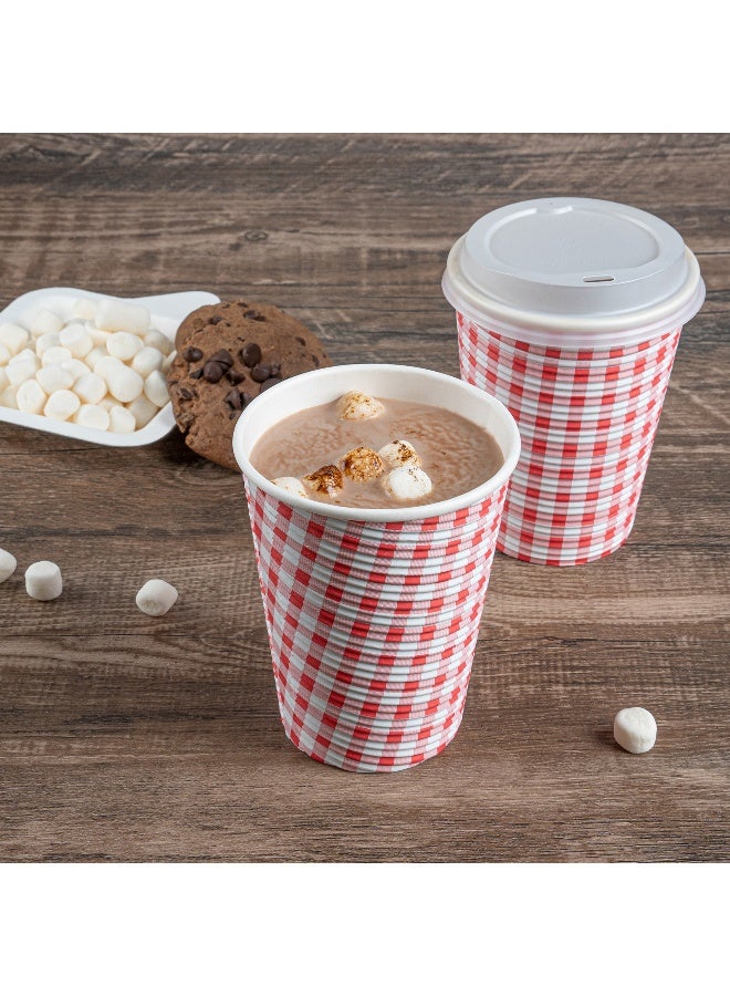 Restaurantware 12 Ounce Disposable Coffee Cups, 500 Spiral Wall Hot Cups – Lids Sold Separately, Rolled Rim, Paper Insulated, Picnic Print, Suitable for Tea, Coffee and Other Hot Beverages - Image 3