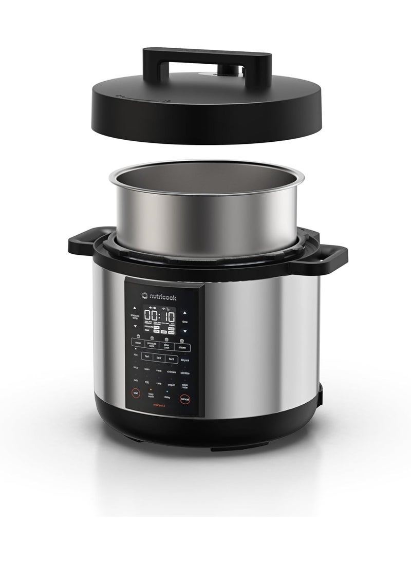 nutricook SMART POT, 8L Capacity,1500W, 12-in-1 Multi-Cooker,Pressure Cooker, Slow Cooker, Rice Cooker & More, One-Touch LCD Display, Dishwasher-Safe, Stainless Steel Pot  - Image 1
