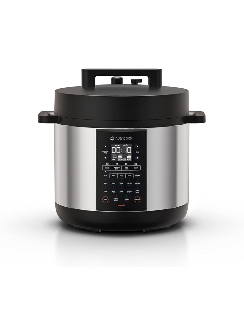 nutricook SMART POT, 8L Capacity,1500W, 12-in-1 Multi-Cooker,Pressure Cooker, Slow Cooker, Rice Cooker & More, One-Touch LCD Display, Dishwasher-Safe, Stainless Steel Pot  - Image 2