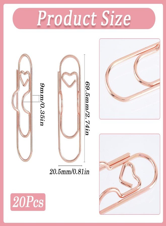 SOFPLATE 1 Box 20Pcs Paper Clip Pen Holder Paperclip Pencil Holder Heart Rose Gold Carbon Steel Office School Metal Portable Insert Pencil Holding for Notebook Journal Paper Indoor Outdoor Planner - Image 2