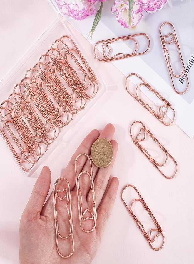 SOFPLATE 1 Box 20Pcs Paper Clip Pen Holder Paperclip Pencil Holder Heart Rose Gold Carbon Steel Office School Metal Portable Insert Pencil Holding for Notebook Journal Paper Indoor Outdoor Planner - Image 3